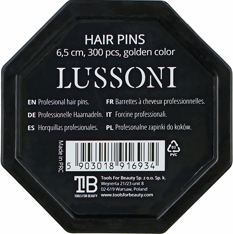 Шпильки, прямі, золоті - Lussoni Hair Pins 6.5 cm — фото N2