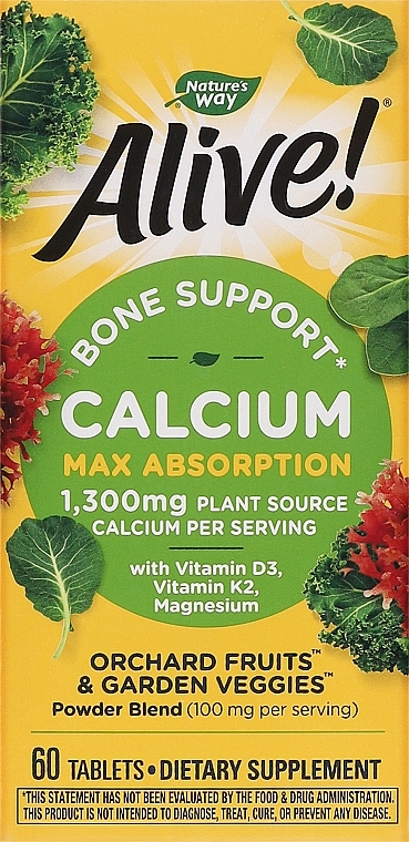 Пищевая добавка "Кальций" - Nature’s Way Alive! Calcium Bone Support — фото N1