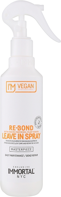 Незмивний спрей для глибокого відновлення пошкодженого волосся - Immortal NYC I'm Vegan Re-Bond Leave-In Spray — фото N1