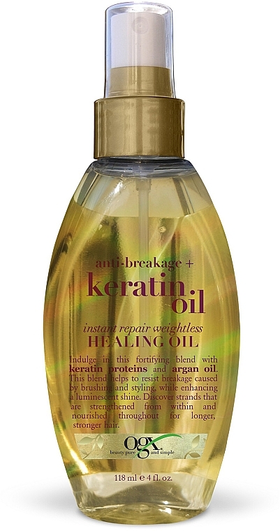 Легкое кератиновое масло-спрей против ломкости волос "Мгновенное восстановление" - OGX Keratin Oil Intense Repair Healing Oil 