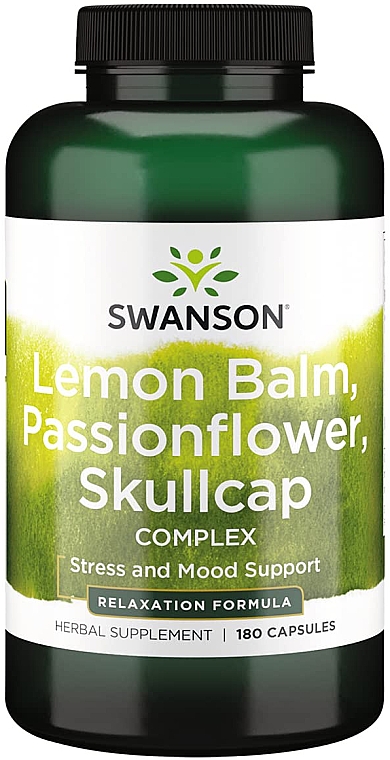 Диетическая добавка "Комплекс мелиссы, страстоцвета и шлемника" - Swanson Lemon Balm Passion Flower Skullcap Complex — фото N1