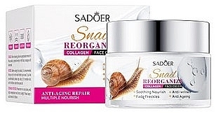 Крем для обличчя з колагеном та екстрактом слизу равлика - Sadoer Snail Reorganize Collagen Face Cream — фото N1