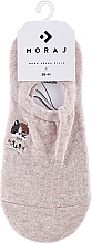 Парфумерія, косметика Жіночі короткі шкарпетки з вишивкою у вигляді кота, бежеві - Moraj