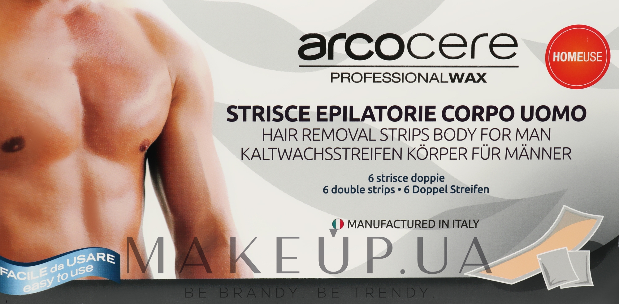 Подвійні смужки для епіляції тіла для чоловіків - Arcocere Deepline Hair-Removing Strips For Man — фото 6шт