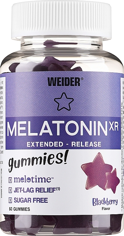 Пищевая добавка "Мелатонин", в жевательных конфетах - Weider Melatonin XR Blackberry Flavour — фото N1