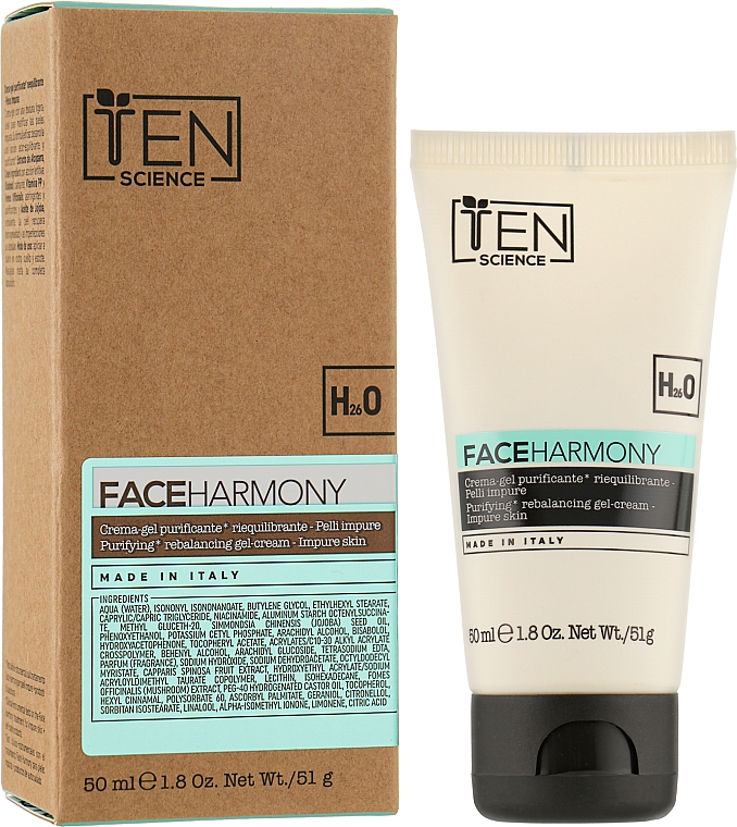 Балансирующий проблемную кожу гель-крем - Ten Science Face Harmony Purifying Rebalancing Gel-Cream For Impure Skin — фото N2