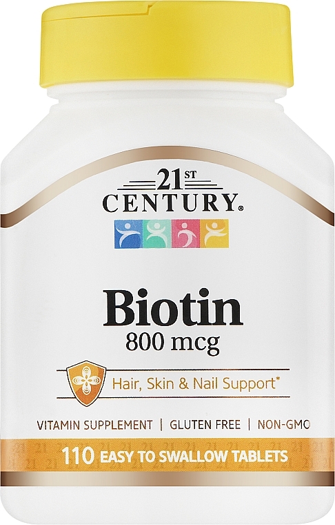 Харчова добавка "Біотин", 110 табл. - 21th Century Biotin — фото N1