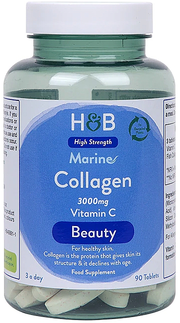 Харчова добавка, 90 шт. - Holland & Barrett Marine Collagen Vitamin C 3000mg — фото N1