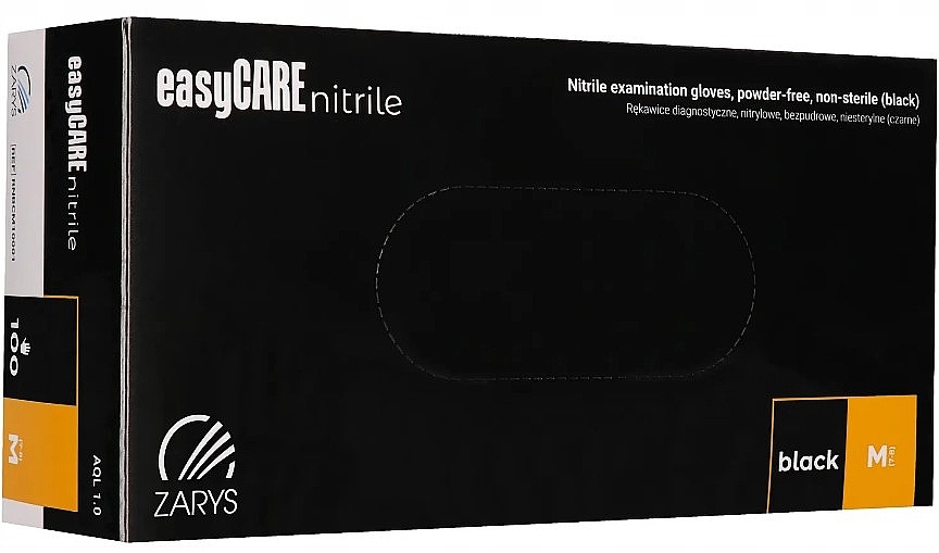 Нитриловые перчатки, черные, размер S, 100 шт. - Zarys Easycare Nitrile Black M — фото N1
