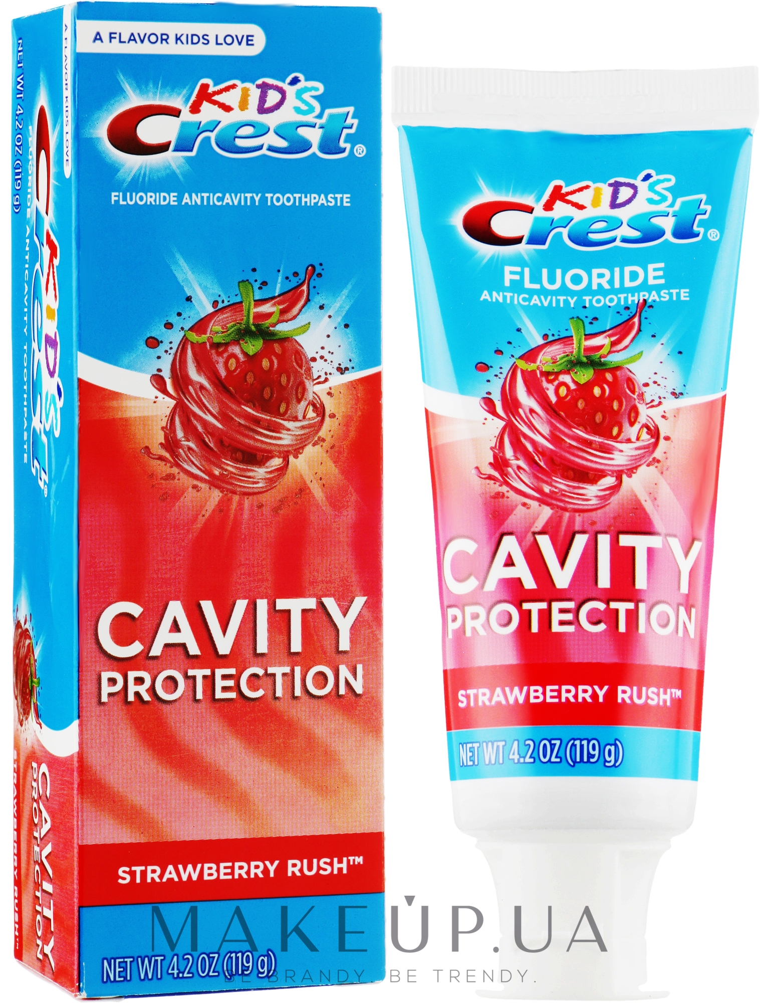 Дитяча зубна паста - Crest Kids Cavity Protection Strawberry Rush Anticavity Fluoride Toothpaste — фото 119g