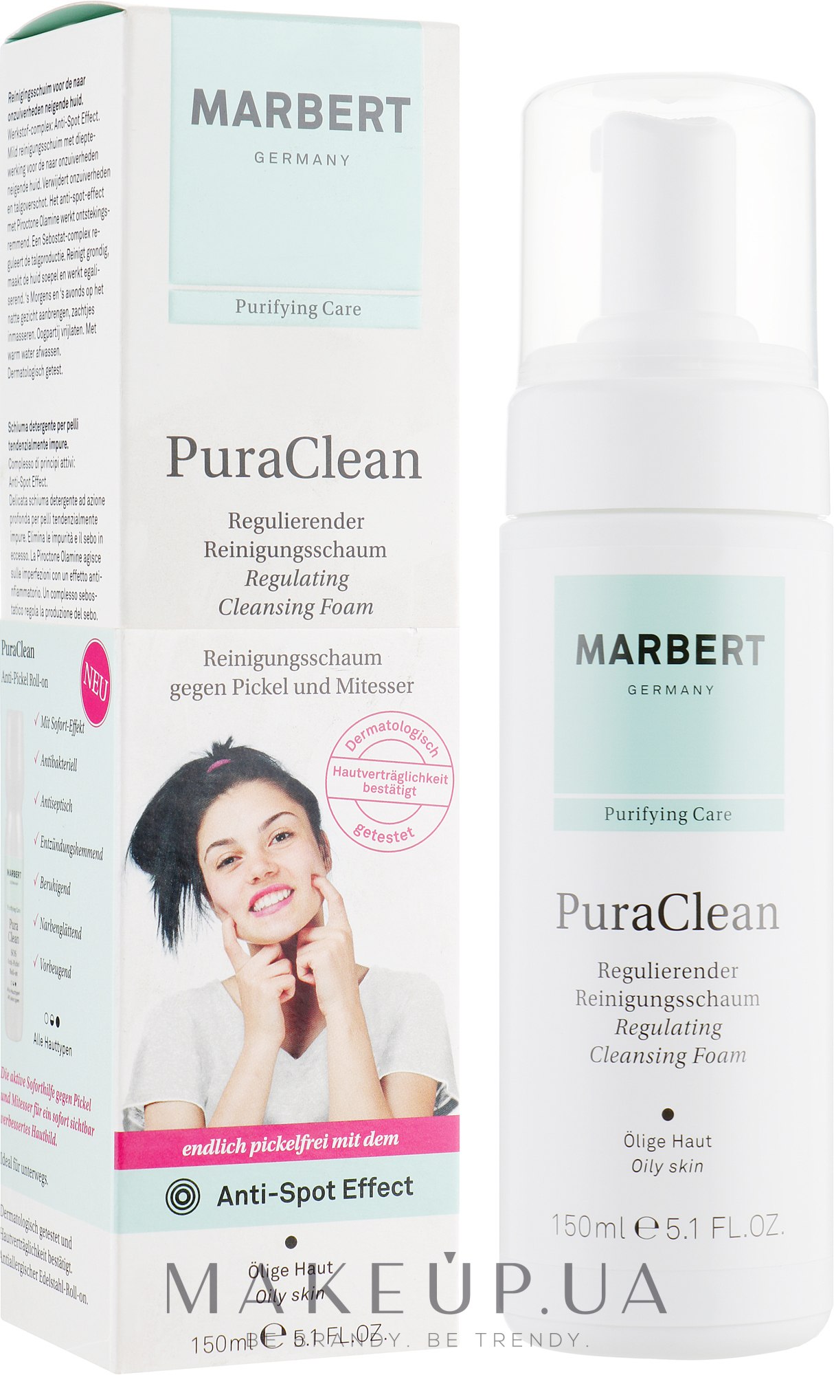 Очищающая пена для лица - Marbert Pura Clean Regulating Cleansing Foam  — фото 150ml