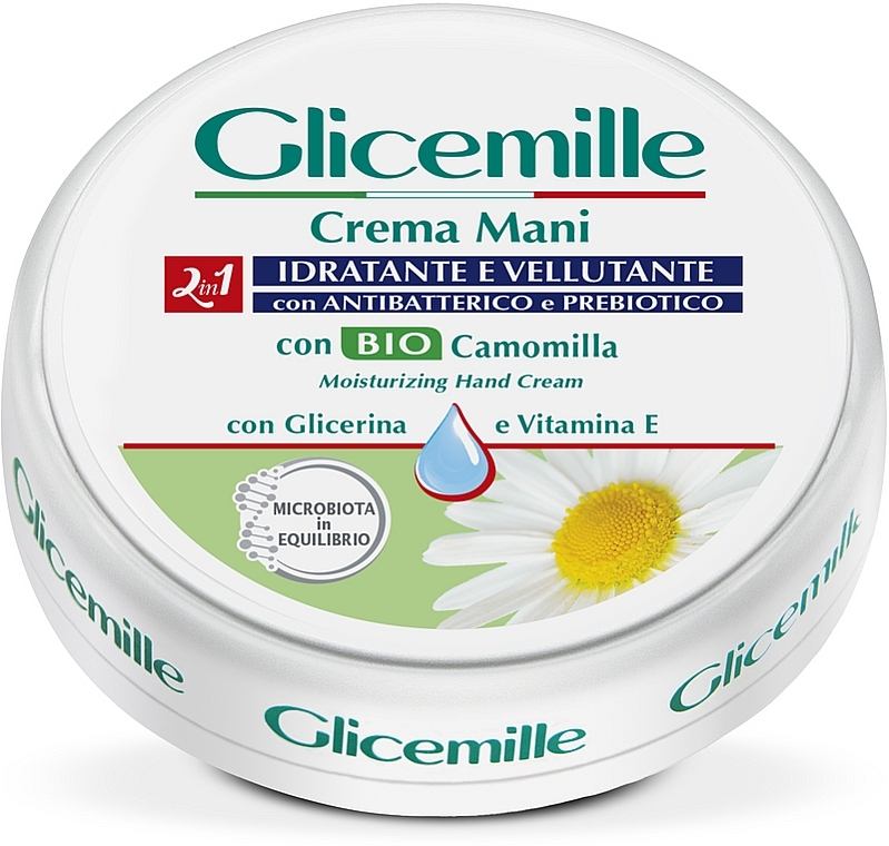 Крем для рук 2 в 1 зволожувальний та антибактеріальний, банка - Mirato Glicemille Chamomille 2in1 Hand Cream — фото N1