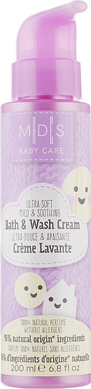 Органічна кремовий гель-пінка для купання немовлят - Mades Cosmetics M|D|S Baby Care Bath & Wash Cream — фото N1