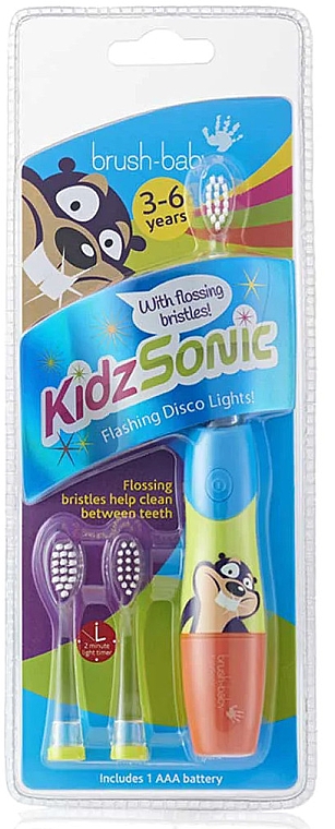 Электрическая зубная щетка "Flashing Disko Lights" 3-6 лет, голубая - Brush-Baby KidzSonic Electric Toothbrush — фото N2