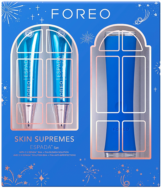 Різдвяний набір - Foreo Skin Supremes 2022 Espada Magenta Set (device/1pc + f/gel/2x15ml) — фото N1