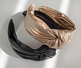 Ободок для волос, чёрный "Top Knot" - MAKEUP Hair Hoop Band Leather Black — фото N5