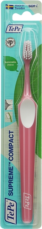 Зубна щітка Supreme Compact Soft, м'яка, рожева - TePe Comfort Toothbrush — фото N1