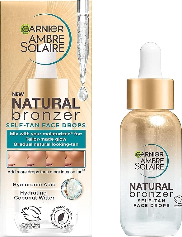 Капли для автозагара лица - Garnier Ambre Solaire Natural Bronzer Self-Tan Face Drops