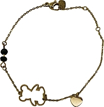 Браслет жіночий, камінці, ведмедик і серце, золотистий - Lolita Accessories — фото N1