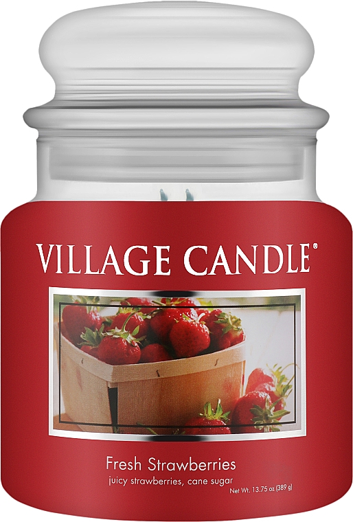 Ароматическая свеча в банке "Свежая клубника" - Village Candle Fresh Strawberries — фото N3