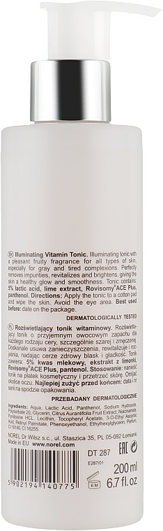 Освітлювальний вітамінний тонік для обличчя - Norel MultiVitamin Illumination Vitamin Tonic — фото N2