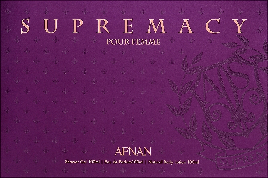 Afnan Perfumes Supermacy Femme Purple - Набір (edp/100ml + sh/gel/100ml + b/lot/100ml) — фото N1