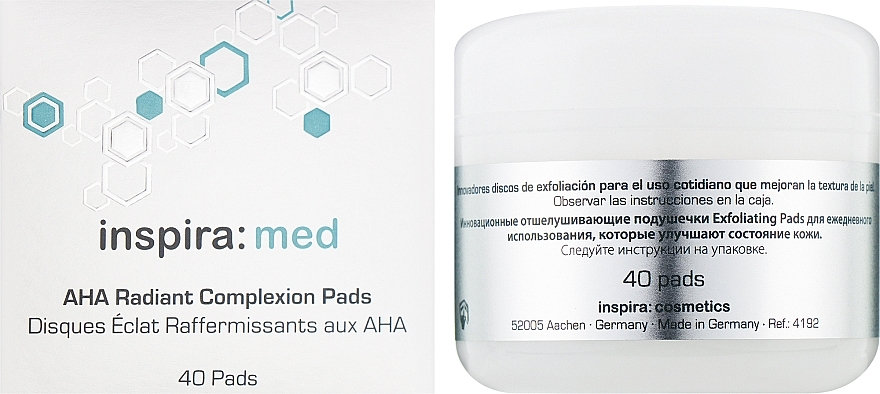 Очищающие пады для лица с AHA-кислотами - Inspira:cosmetics Med AHA Radiant Complexion Pads — фото N2