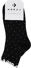 Шкарпетки жіночі короткі бавовняні з рюшами, чорні в крапку - Moraj — фото N1
