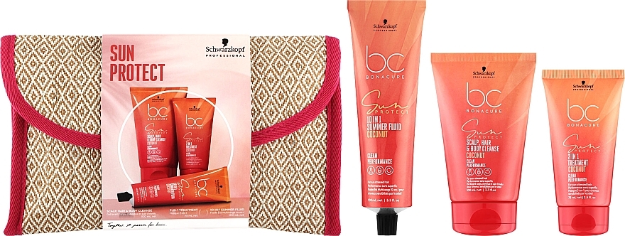 Набір - Schwarzkopf Professional BC Bonacure Sun Protect Travel Kit (h&b/cleanse/100ml + fluid/100ml + treatment/75ml + pouch) — фото N1