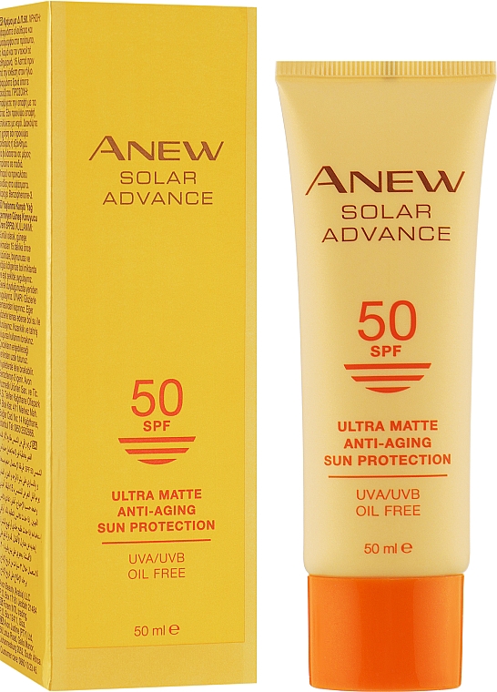 Матирующий солнцезащитный крем для лица SPF 50 - Avon Anew Solar Advance — фото N2