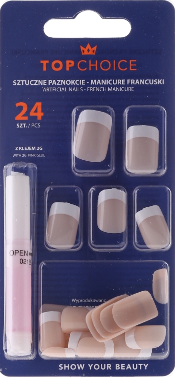 Накладные ногти "French Manicure", 74073 - Top Choice — фото N1