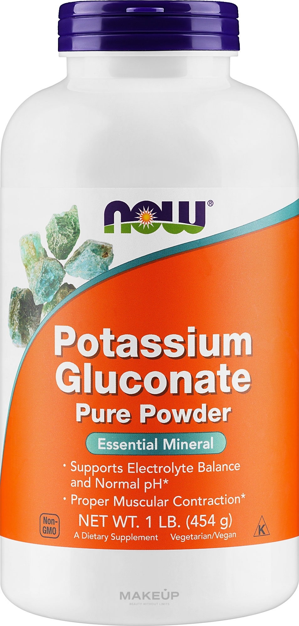Глюконат калия, чистый порошок - Now Foods Potassium Gluconate Pure Powder — фото 454g