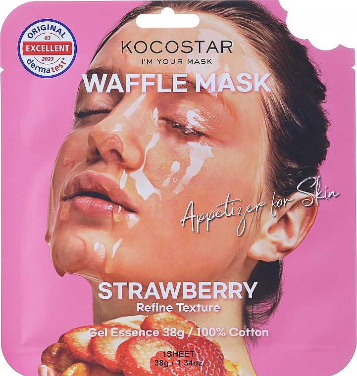 Тонізувальна вафельна маска "Полуничний фреш" - Kocostar Strawberry Waffle Mask