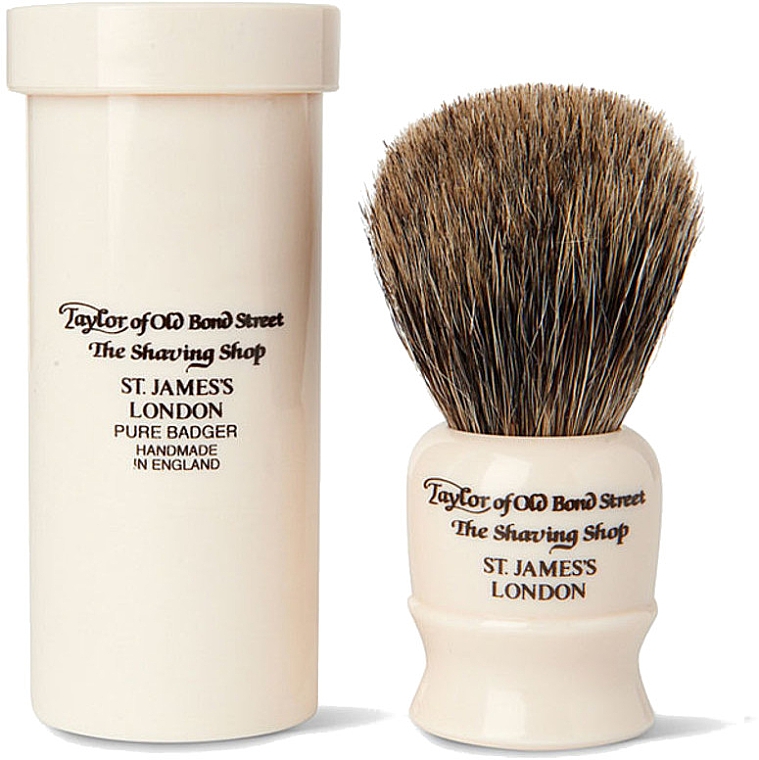 Помазок для гоління, 8,5 см, з дорожнім футляром - Taylor of Old Bond Street Shaving Brush Pure Badger — фото N1