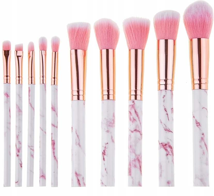 Набор мраморных кистей для макияжа, 10 шт., розовый - Beauty Design  — фото N1