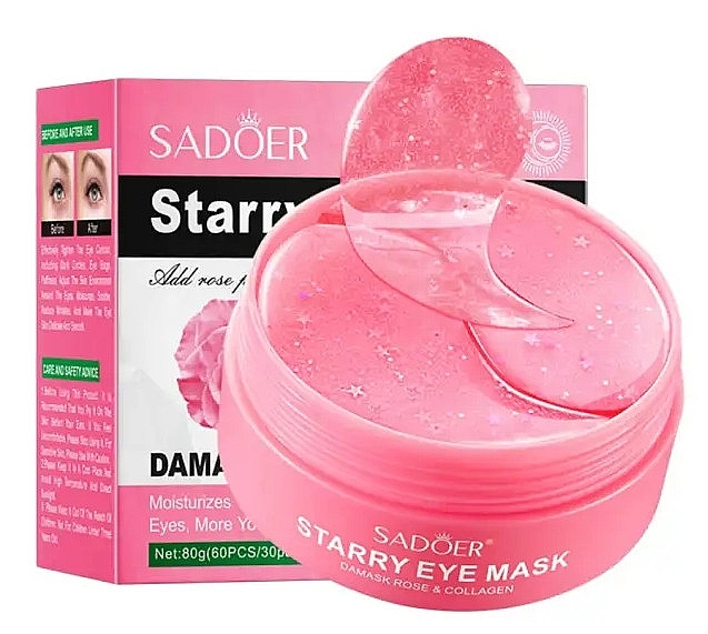 Патчі для очей з екстрактом троянди - Sadoer Damask Rose Starry Eye Mask — фото N1