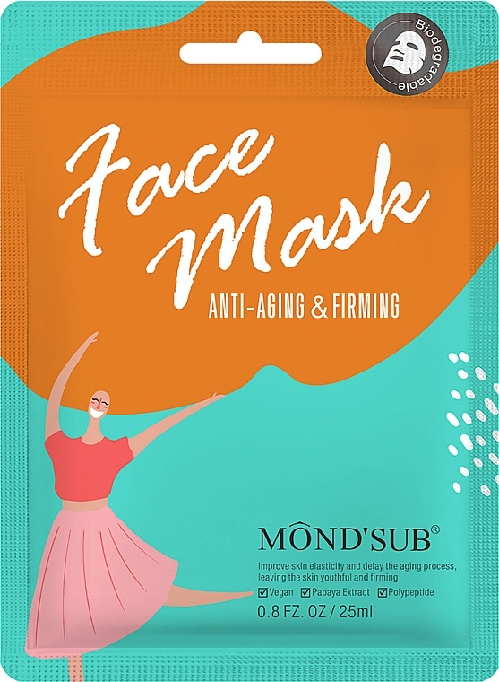 Зміцнювальна розгладжувальна маска для  обличчя з гексапептидами - Mond'Sub Anti-Aging & Firming Face Mask — фото N1