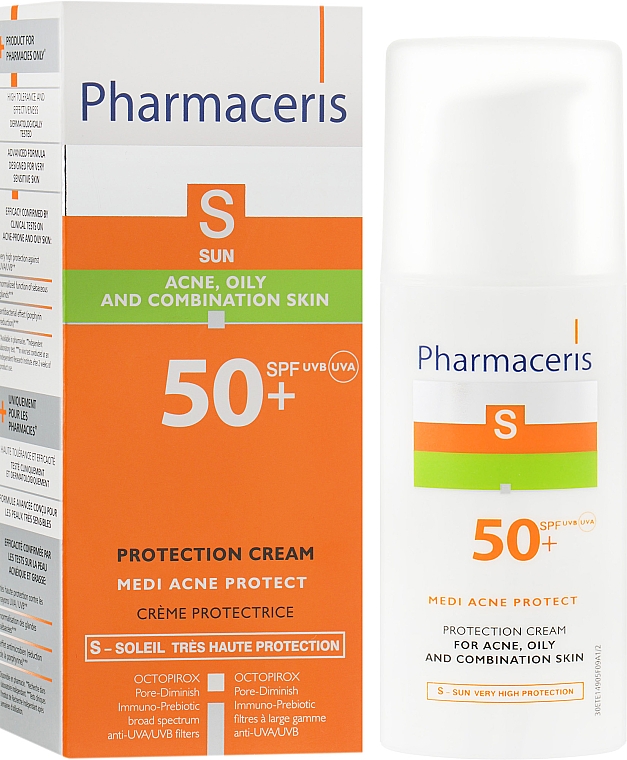 Сонцезахисний крем для шкіри з акне - Pharmaceris S Medi Acne Protect Cream SPF50