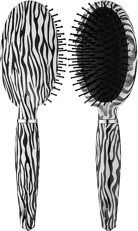 Овальная массажная щетка для волос «Зебра», 10 рядов - Titania — фото N1