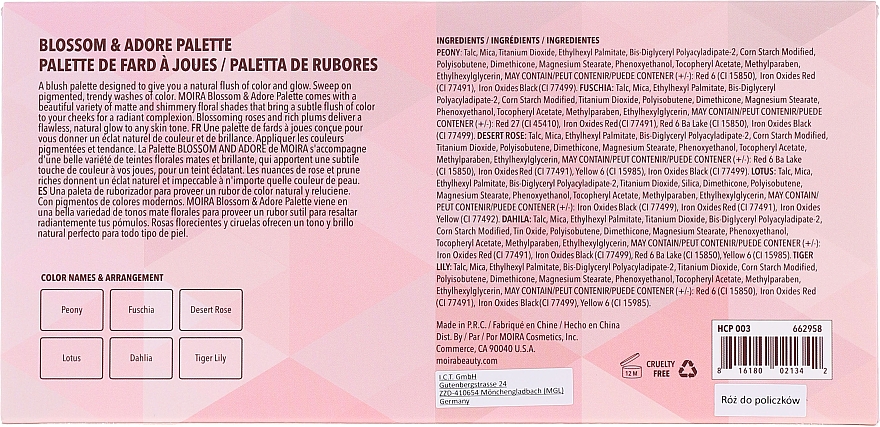 Палетка рум'ян для обличчя - Moira Blossom & Adore Blush Palette — фото N3