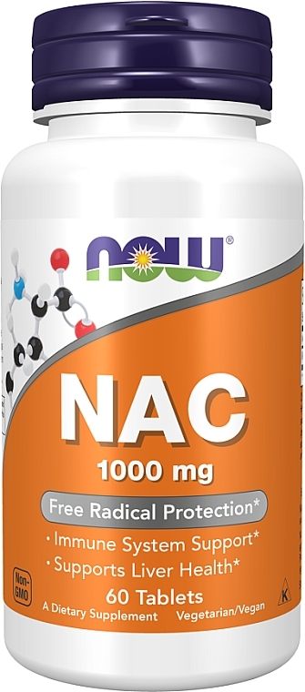 Пищевая добавка "N-Ацетилцистеин", 1000 мг - Now Foods NAC Tablets — фото N1