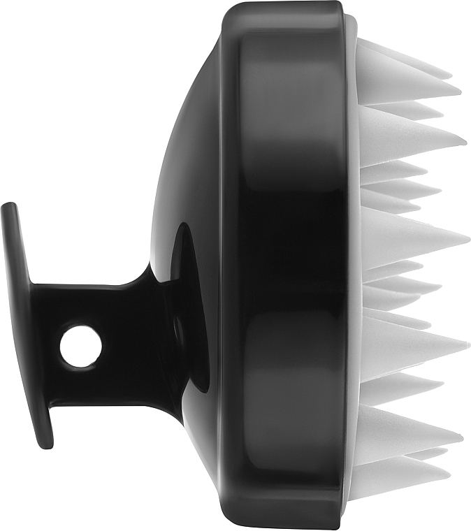 Щетка-массажер силиконовая с ручкой CS041BW, круглая матовая, черная с белым - Cosmo Shop — фото N2