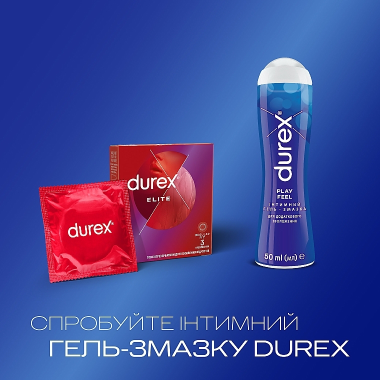 Презервативи латексні з силіконовою змазкою (тонкі), 3 шт - Durex Elite — фото N5