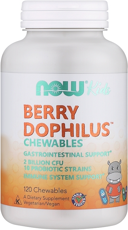 Пробиотики для детей "Ацидофилус", ягодный вкус - Now Foods Berry Dophilus — фото N1