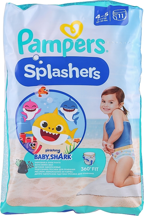 Трусики для плавання Splashers Розмір 4-5 (9-15 кг), 11 шт. - Pampers * — фото N1