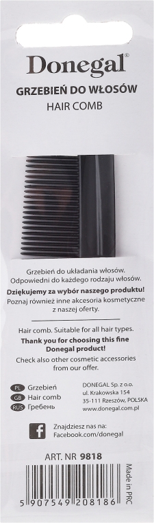 Гребінь для волосся 9818, 12,3 см - Donegal — фото N3