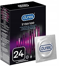 Презервативы латексные с силиконовой смазкой, рельефные со стимулирующим гелем-смазкой, 24 шт. - Durex Intense Orgasmic — фото N1