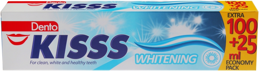 Зубна паста відбілювальна - Astera Dento Kisss Whitening — фото N1