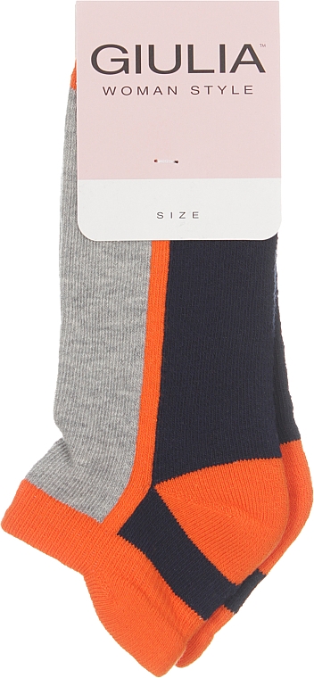 Носки махровые, серые с оранжевым - Giulia