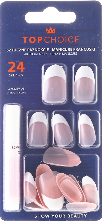 Накладні нігті "French Manicure", 74165 - Top Choice — фото N1